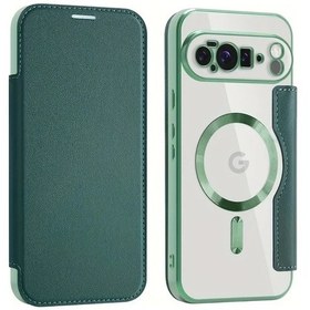Resim Topnotch 17 Pro Max Modaya Uyumlu Kartlı Manyetik Cüzdan Kapak Yeşil 