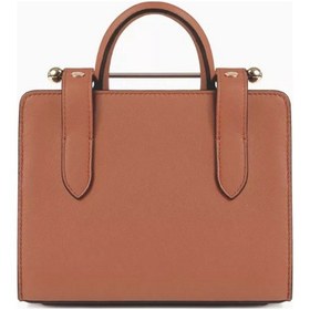 Resim Strathberry Nano Tote Çanta, Şık & Yapılandırılmış, Metal Detaylı, Dana Derisi Omuz Çantası Kahverengi 