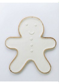 Resim Gingerbread Formlu Büyük Dekoratif Seramik Tabak Beyaz 
