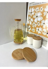 Resim Bambu Yuvarlak Misket Ayaklı Yağdanlık, Bardak Altlığı Ve Mini Sunumluk Açık Sarı 