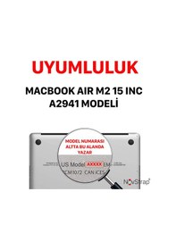 Resim Novstrap Apple Macbook Air 15 İnç A2941 İle Uyumlu Kristal Parlak Simli Kılıf Sert Glitter Şeffaf 