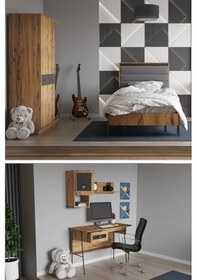 Resim Arya 3 Lü Genç&çocuk Odası Takımı Atlantik Çam - Antrasit 