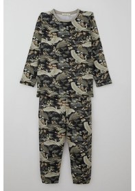 Resim Breeze Kız Çocuk Pijama Takımı Orman Temalı Leylek Desenli 4-8 Yaş, Karışık Renk Çok Renkli 