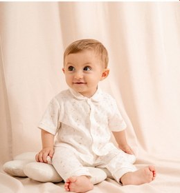Resim Jakarlı Bebe Yakalı 2 Li Bebek Takımı 3-24 Ay Arası Ekru 