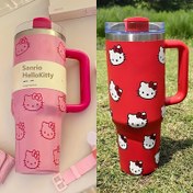 Resim Hello Kitty 40oz Paslanmaz Çelik Termos, Hafif, Kapaklı ve Pipetli, Sadece Elde Yıkanır, Seyahat ve Açık Hava Sporları İçin Uygun, Büyük Bayramlar için İdeal 