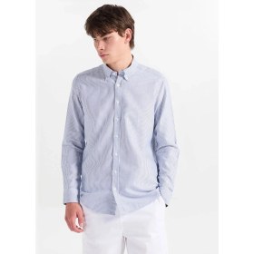 Resim Altınyıldız Classics Beyaz - Lacivert Erkek Düğmeli Tailored Fit Çizgili Gömlek ACE201262114 