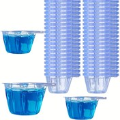 Resim 100 adet 40ml Mavi Plastik Tek Kullanımlık Bardaklar, DIY Epoksi Reçine Takı Yapımı için Ölçü İşaretleri ile - Kolay Döküm Tasarımı, El İşleri ve Karıştırma için İdeal 