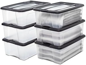 Resim Iris Ohyama, Saklama kutuları, saklama kutusu çok fonksiyonlu, 6'lı set plastik kutu 30 L, kapak, ergonomik sap, çatı katı, oda, oturma odası - New Top Box NTB-30 - siyah 