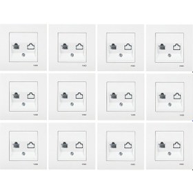 Resim Viko Karre 12 Adet Nümeris Telefon Prizi rj11 Çerçeveli - Beyaz 
