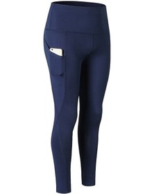 Resim Süper Yüksek Bel Eğimli Cepli Streç Çabuk Kuruyan Tayt Lacivert Koyu Lacivert Koyu 