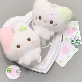 Resim Pastel Pembe & Yeşil Kabarık Kulaklar - Yumuşak Tavşan-Kedi Mezhep Peluş Oyuncak, Güvenli ve Toksik Olmayan, Kediler İçin İdeal Arkadaş. Kedi Peluş Oyuncak, Canlı ve Sevimli Tasarımıyla Yumuşak ve Rahat Dokusuyla Öne Çıkıyor 