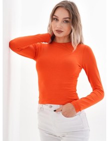 Resim Likralı Pamuk Tişört-slim Fit -turuncu Turuncu 