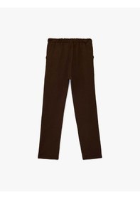 Resim Koton Beli Bağcıklı Pamuklu Şardonlu Kahverengi Erkek Çocuk Eşofman Altı 6wkb40002tk Kahverengi 