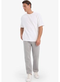 Resim Defacto Regular Fit Beli Bağcıklı Cepli Düz Paça Kalın Eşofman Altı D7836ax25augr198 Gri 