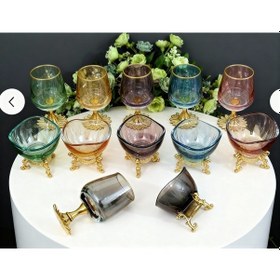 Resim Çnr Home Collection 12 Parça Renkli Kahve Yani 6 ' Lı Su Bardaği & 6 ' Lı Su Bardaği Altin 