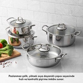 Resim Emsan Demre 8 Parça Çelik Tencere Seti 