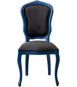 Resim Victoria Ahşap Oymalı Country Sandalye Mavi - Siyah 