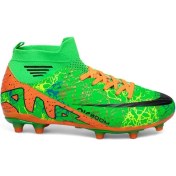 Resim Cihan Shoes Erkek Bilekli Çoraplı Yeşil Siyahturuncu Desen Krampon Halısaha Çimsaha Topraksaha 40-41-42-43-44-45 Numara 