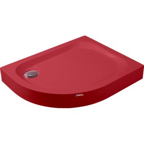 Resim Asimetrik Monoblok Duş Teknesi | Sanacryl - 90x120 / Kırmızı / Düz 