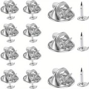 Resim Kendi Yapış Emaye Broş Pinleri İçin 50 Çift Metal İğne ve İğne Kapağı, 8mm Uzunluk 4mm Genişlik Boş İğneler Takı Hediye El Sanatları Yapımı 