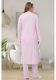 Resim Mecit Pijama Mecit 1541 Pembe Uzun Sabahlıklı Lohusa Pijama Takımı 