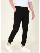 Resim Giyim Dünyası Erkek Kargo Cep Paça Lastikli Pantolon Siyah 001 