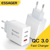 Resim Essager 30w Usb Tip C Şarj Cihazı Hızlı Şarj 3.0 İphone Uyumlu 14 13 Samsung Xiaomi 3 Port Çoklu Fiş Duvar Cep Telefonu Hızlı Şarj 