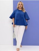Resim Nevinosima Yazlık Büyük Beden Peplum Bluz 230888356 Mavi 