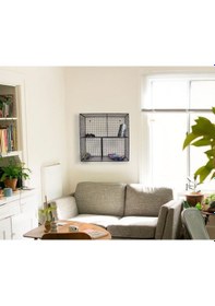 Resim Metal Duvar Rafı 4 Gözlü Grid Kare Model Kitaplık Wd-63 Siyah 