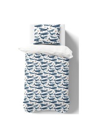 Resim Organik Tek Kişilik Nevresim Takımı 160x220 - Balina Masalı Renkli 