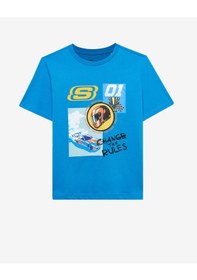 Resim Skechers B Regular Fit Graphic Tee T-shirt Büyük Erkek Çocuk Mavi Tshirt Sk2510113-315 Mavi 