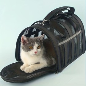 Resim Pet Seyahat Taşıma Çantası, Taşınabilir Pet Çanta, Katlanır Kumaş Pet Taşıyıcı, Köpekler veya Kediler İçin Seyahat Taşıma Çantası, Kilitleme Emniyet Fermuarlı Pet Kafesi, Havayolu Onaylı 