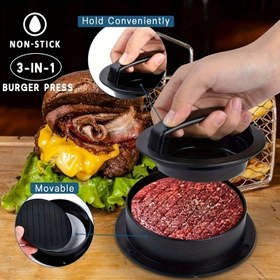 Resim 1 Adet 3’ü 1 Arada Burger Presi & Köfte Yapma Aleti - Yapışmaz Kaplama, Barbekü ve Kamp İçin Outdoor Pişirme Ekipmanı, Tüm Mevsimlerde Kullanım 