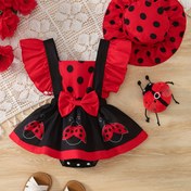 Resim 2 adet Set Kızlar Yaz Baykuş Baskılı Kolsuz Elbise Ayarlanabilir Askılar ve Büzgülü Yaka + Polka Dot Güneş Şapkası - Siyah ve Kırmızı Kıyafetler Küçük Çocuklar İçin, Rahat Oyun Kıyafetleri, Küçük Kız Kıyafetleri, Oyuncu Küçük Çocuk Giyimleri, Rahat Küçük Çocuk Giyimleri, Dış Mekan İçin 