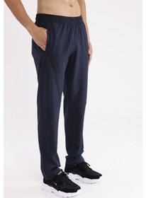 Resim Yan Fermuarlı Cep Diz Dikiş Detaylı Düz Paça Esnek Bel Spor Görünümlü Eşofman Altı Blue 