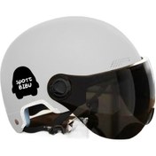 Resim Motosiklet Kask T Kısa Çay Lensi-beyaz Beyaz 