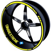 Resim 4 Parçalı Kesikli Tasarımlı Floresan Sarı Jant Şeridi Sticker Çınar Extreme