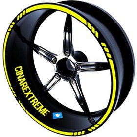 Resim 4 Parçalı Kesikli Tasarımlı Floresan Sarı Jant Şeridi Sticker 