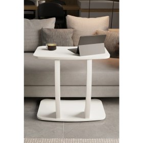 Resim Eda Hacıoğlu Edam Bedding Group Dikdörtgen C Model Yan Sehpa Modern Koltuk Tekerlekli Yan Laptop Masası 