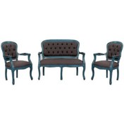 Resim Masifart_Mobilya Masifart Canter Klasik Çay Takımı Mavi Patine Eskitme Ofis Oturma 