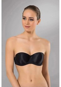 Resim Nurteks 1505 Kadın Askısı Ve Sırtı Şeffaf Push-up Straplez Sütyen-siyah Siyah 