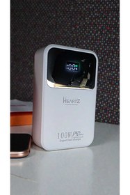 Resim HEARTZ 20000 MH PD 27W ve USB 100W FAST HIZLI ŞARJ DAHİLİ TYPE C VE LİGHTNİNG KABLOLU POWERBANK-H006 