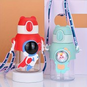 Resim 1 Adet Büyük Kapasiteli Plastik Su Şişesi Pipetli, Taşıma Kayışı ile Taşınabilir Sevimli Bardak 