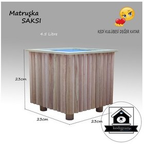 Resim Yalıtımlı - Matruşka Small 4.5 Lt - Ahşap Saksı - Dekoratif Özel 