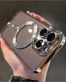 Resim Fibaks iPhone 13 Pro Kılıf Kamera Lens Korumalı Magsafe Şarj Kilifi Şeffaf Renkli Yumuşak Kapak Gümüş 