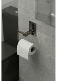Resim Zift Unique 304 Paslanmaz Çelik Füme Titanyum Tuvalet Kağıdı Askısı Yapışkanlı , Wc Kağıdı Tutacağı Parlak Lüks 