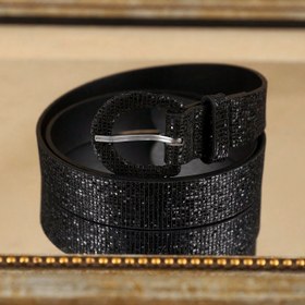 Resim Kızlar için Siyah Yapay Deri Kemer - Parıltılı Taşlı Tokalı, Ayarlanabilir Bohem Tarzı Kemer, Parti ve Günlük Giyim İçin Şık Aksesuar, Zarif Tasarım 