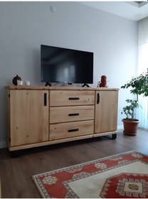 Resim Deryawood Doğal Masif Tamamen Ahşap Konsol 