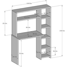 Resim Moonlife Moonlife Duru Kitaplıklı Çalışma Masası Beyaz 