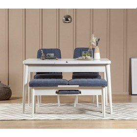 Resim Palermo Benchli Yemek Masası Takımı Beyaz Lacivert 